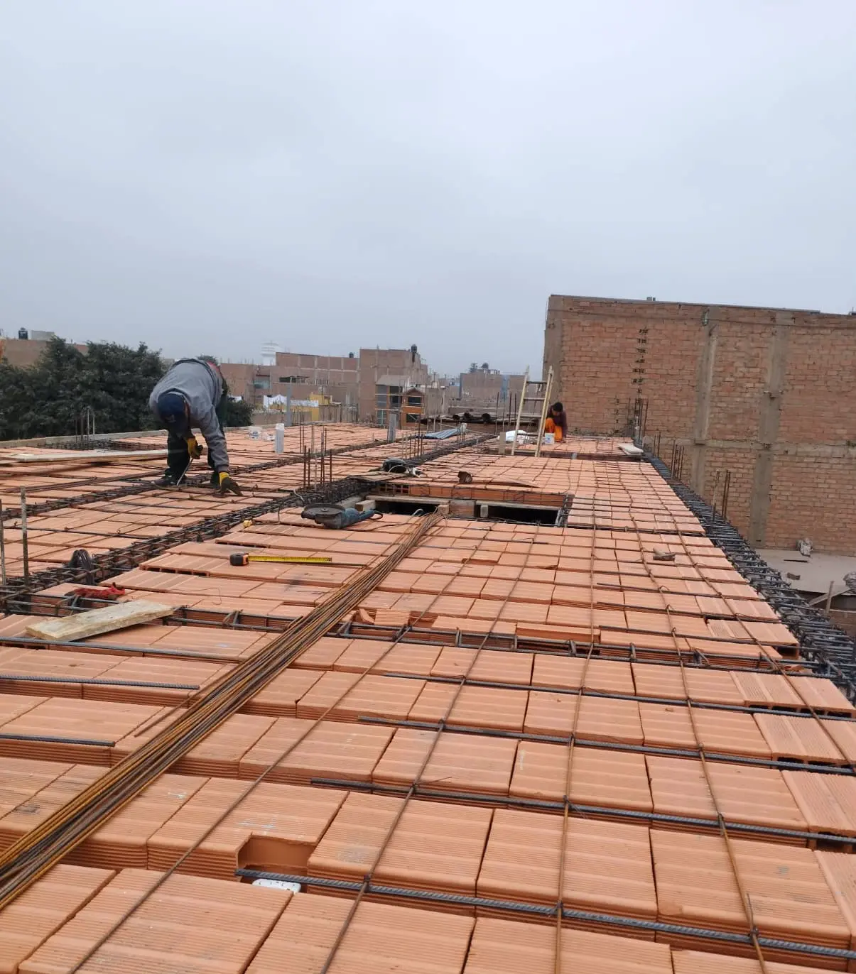 Colocacion de ladrillos de techo para vaciado - Servicio de Tarrajeos y Vaciados en Lima